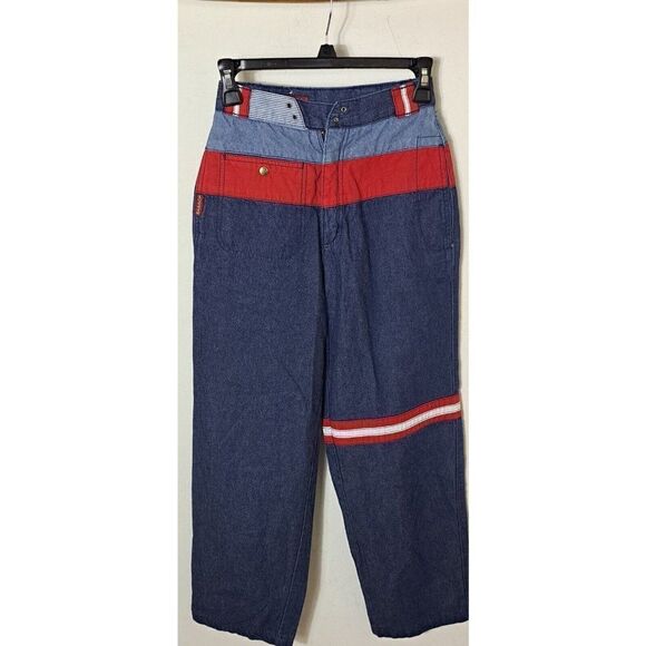 Vintage Sasson Jeans Blue Denim  High Rise Lace Up Red Made Y2K  Hong Kong - Picture 1 of 11